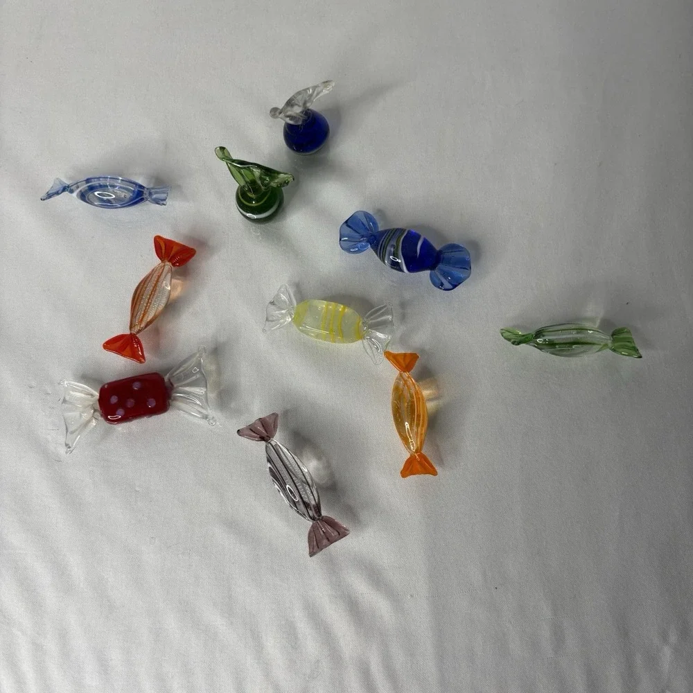 Vntage Moreno Style Glass Candies In A Fostoria Glass Bowl